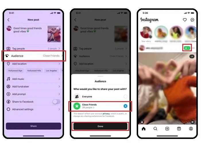 نحوه گذاشتن پست کلوز فرند در اینستاگرام