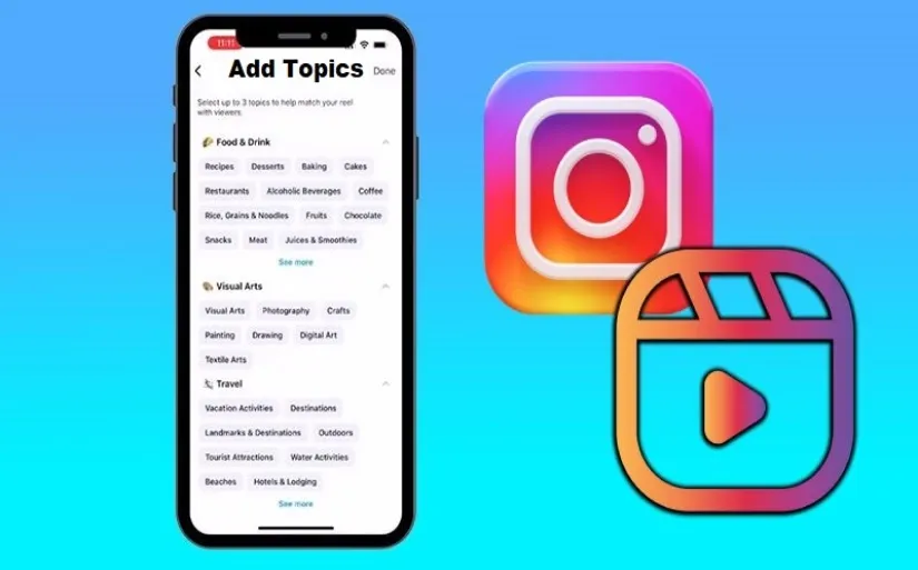 آموزش افزودن اد تاپیک برای ریلز اینستاگرام