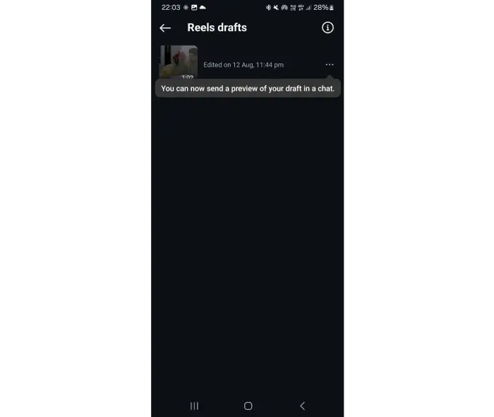 بخش Drafts آموزش ریلز اینستاگرام